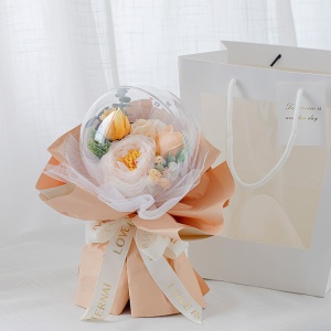 Soap Flower Bouquet Dried Flower Valentine’s Day Gift Bobo Balloon Holding Flower Wrapping Paper