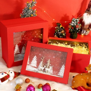 Christmas three-dimensional gift box creative wood carving gift box Christmas Eve apple candy gift box