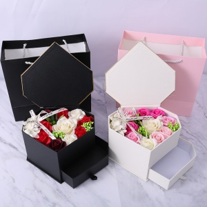 Valentine’s Day Gift Box Double Heart Shaped Soap Flower Gift Box Jewelry Box