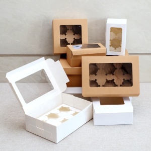 Wholesale 12 Holes Cupcake Box For Cupcakes and Cakes with Removable Tray clear windowed cake Box