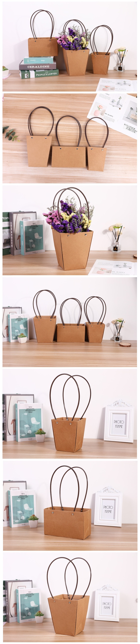 Portable Flower Bag Kraft Packaging Paper Waterproof Flower Paper Bag Christmas Bag With Handles - Paper Bag - 4