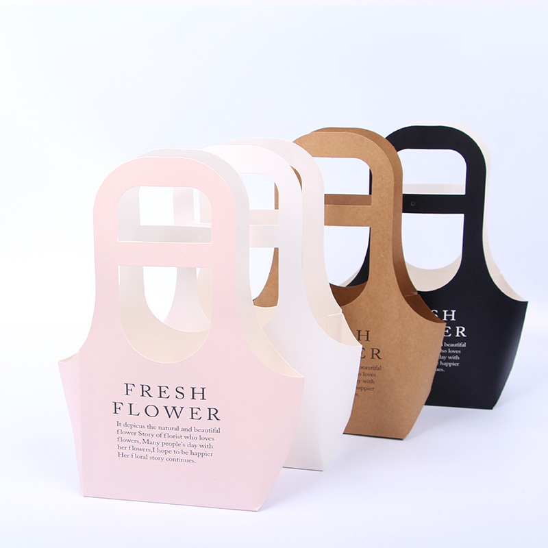 Portable Flower Bag Kraft Packaging Paper Waterproof Flower Paper Bag With Handles - Paper Bag - 1