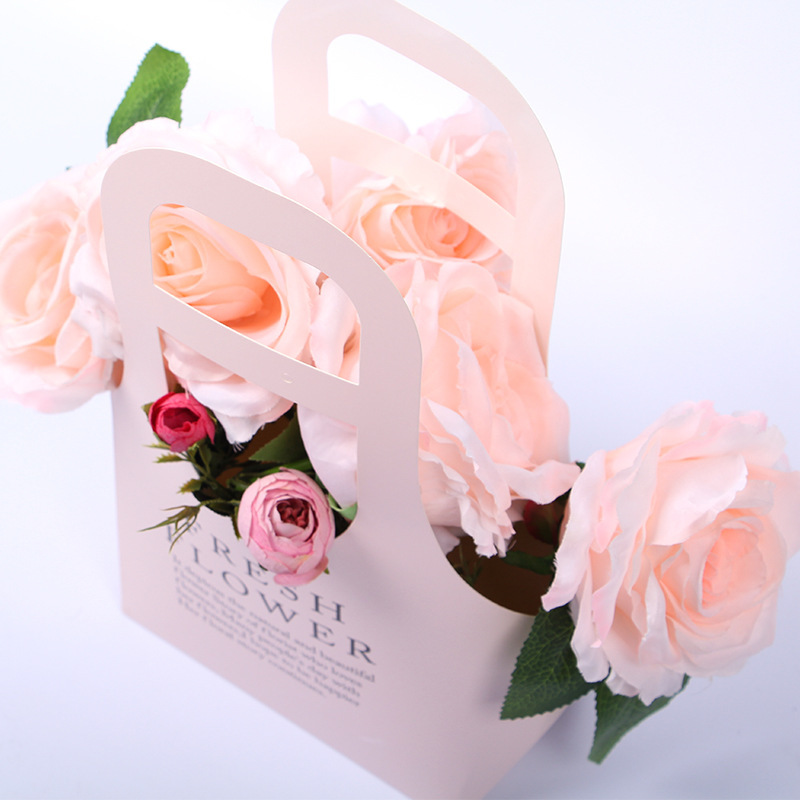 Portable Flower Bag Kraft Packaging Paper Waterproof Flower Paper Bag With Handles - Paper Bag - 2