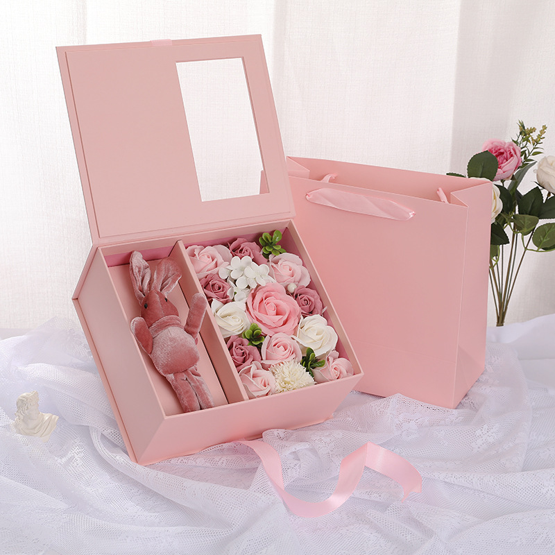 Christmas Tanabata surprise flowers packaging gift box Wedding bridesmaid rose window with hand gift box eternal flower box - Flower Box - 4