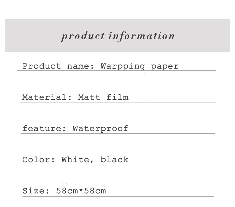 Wholesale New Black and white noble border matte film gift wrapper flower waterproof wrapping paper - Wrapping Paper - 2