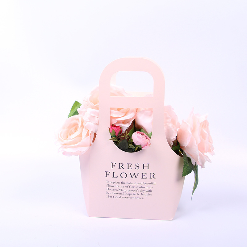 Portable Flower Bag Kraft Packaging Paper Waterproof Flower Paper Bag With Handles - Paper Bag - 4