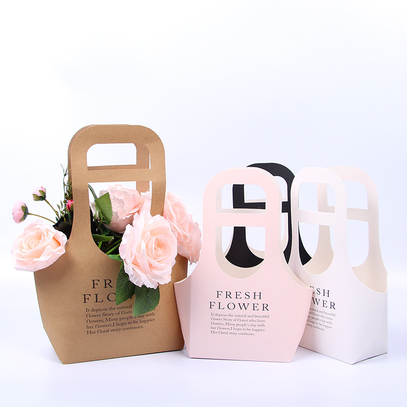 Portable Flower Bag Kraft Packaging Paper Waterproof Flower Paper Bag With Handles - Paper Bag - 5