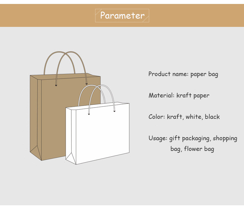 Customized factory wholesale kraft paper bag white cardboard gift hand bag black cardboard flower bag - Paper Bag - 5
