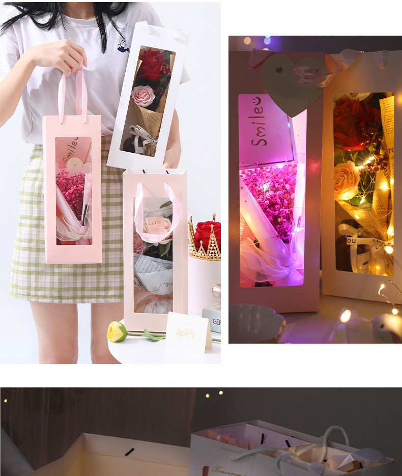 High Quality Waterproof Flower Paper Bag Gift Packing Bag PVC Gift Bags With Handles - Paper Bag - 7