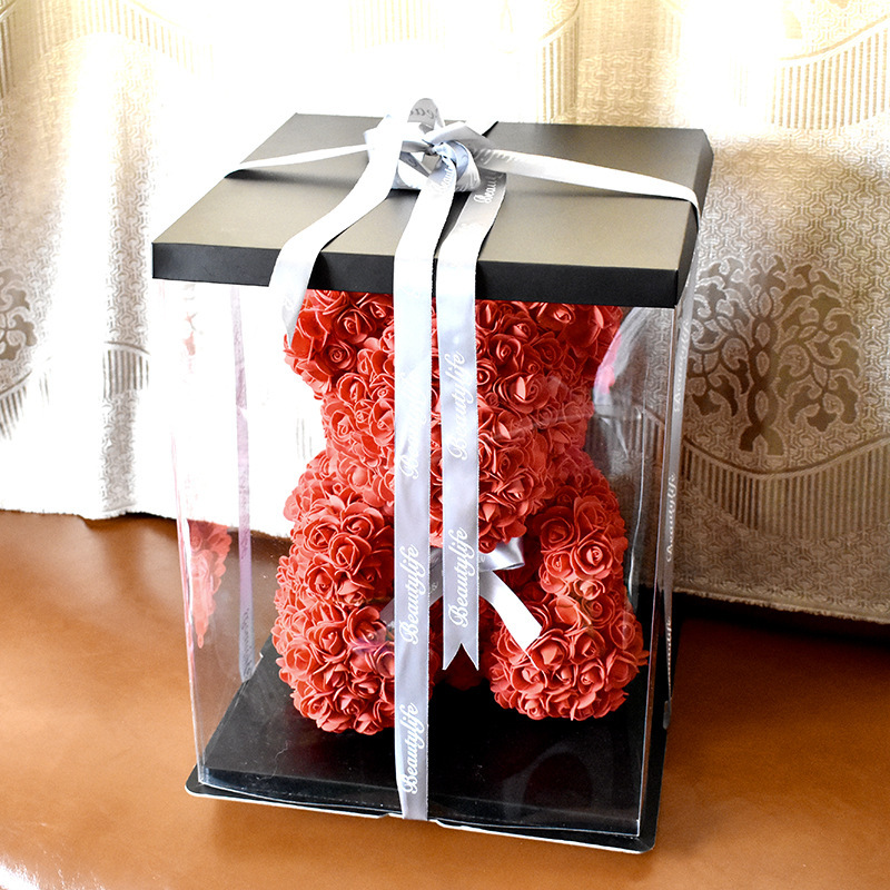 Exquisite Gift Flower box Large transparent box Valentine's Day Rose Bear flower box cake modern luxury gift box - Flower Box - 1