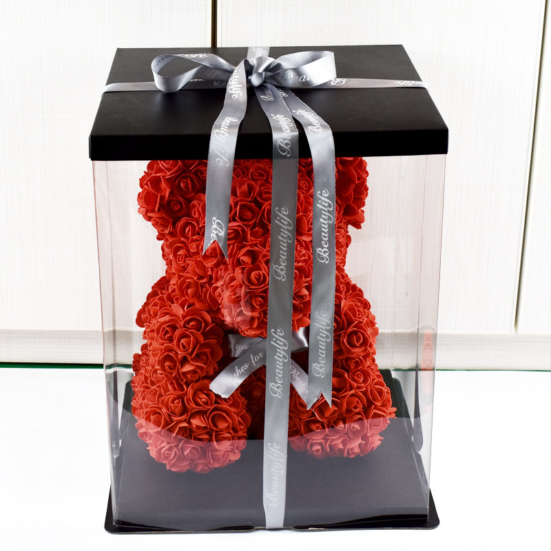 Exquisite Gift Flower box Large transparent box Valentine's Day Rose Bear flower box cake modern luxury gift box - Flower Box - 2