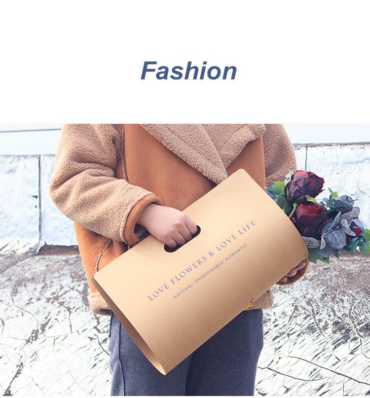 Flower Packaging Bag Wholesale Custom Fashion Kraft Paper Hand Bag Floral Gift Packaging Bag - Paper Bag - 4