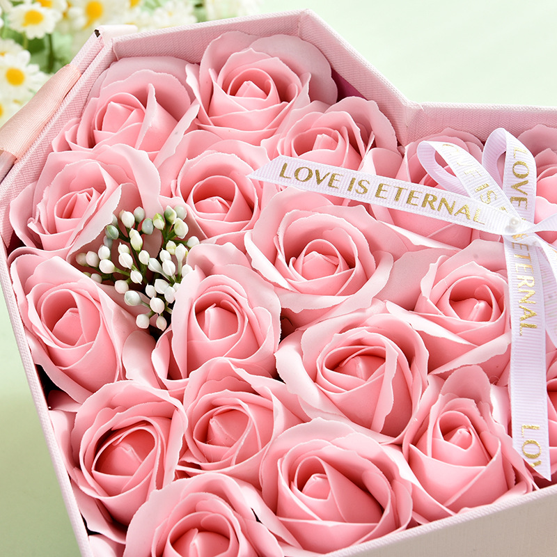 Custom Bow-tie pink double door birthday gift box creative heart-shaped eternal rose box modern luxury gift box - Flower Box - 3