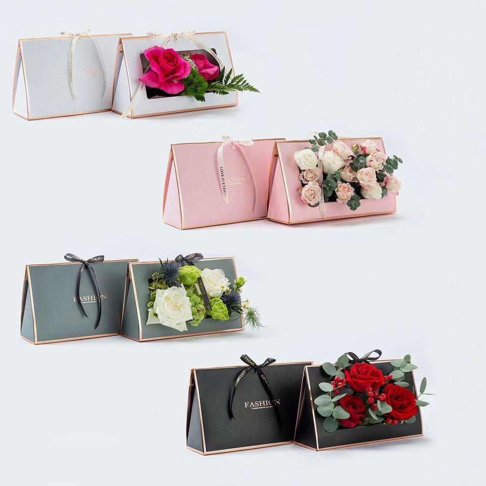 Luxury eternal flower portable flower box set empty box Teacher's Day Valentine's Day with hand gift box gift box packaging - Flower Box - 2
