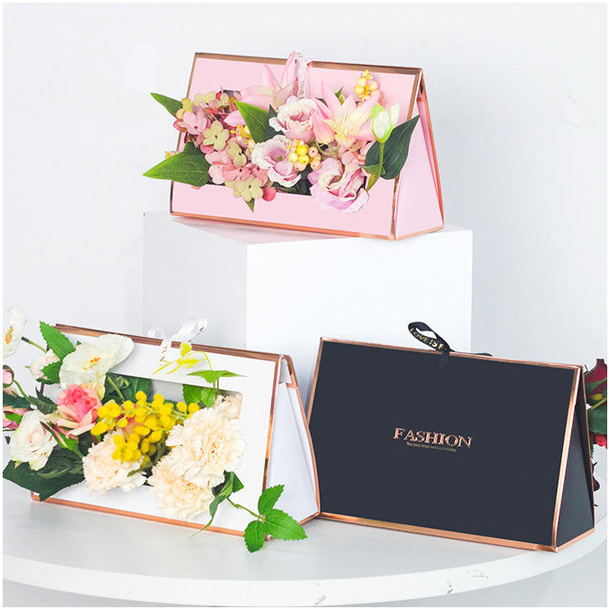 Luxury eternal flower portable flower box set empty box Teacher's Day Valentine's Day with hand gift box gift box packaging - Flower Box - 4