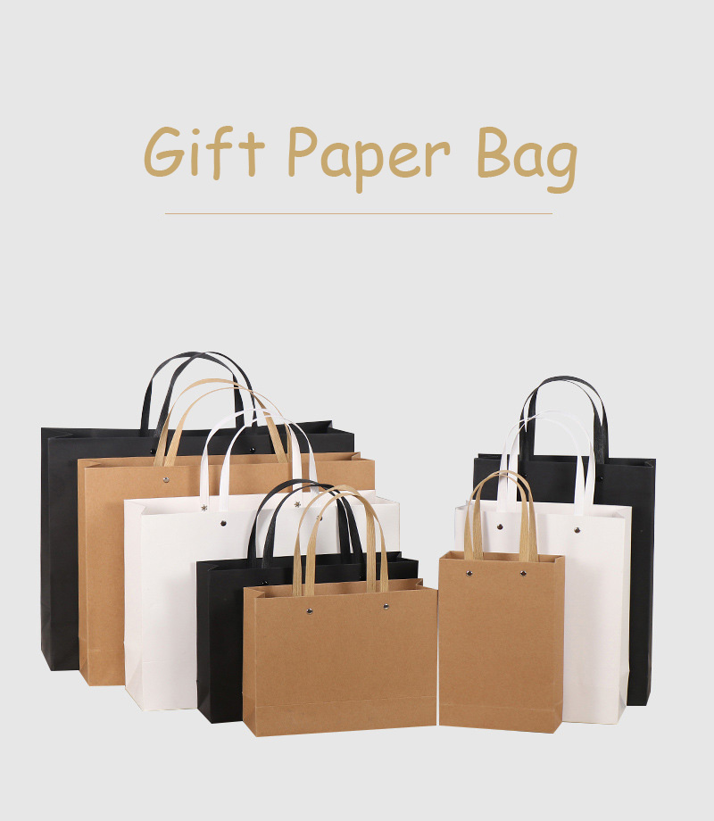 Customized factory wholesale kraft paper bag white cardboard gift hand bag black cardboard flower bag - Paper Bag - 1
