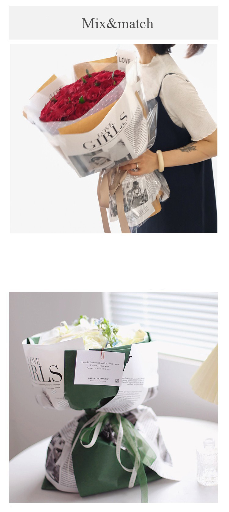 Wholesale New Black and white noble border matte film gift wrapper flower waterproof wrapping paper - Wrapping Paper - 5